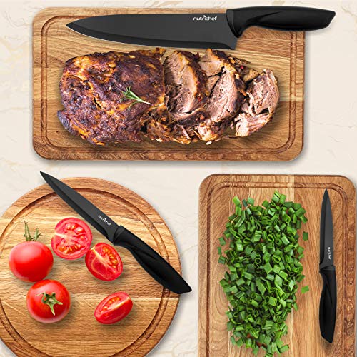 Nutrichef 17 Piece Kitchen Knife Set - Stainless Steel Kitchen Precision Knives Set W/ 6 Steak Knives & Bonus Sharpener, Scissors, Peeler, Acrylic Block Stand - Slicing, Chopping, Dicing - Nckns17 #TOP5