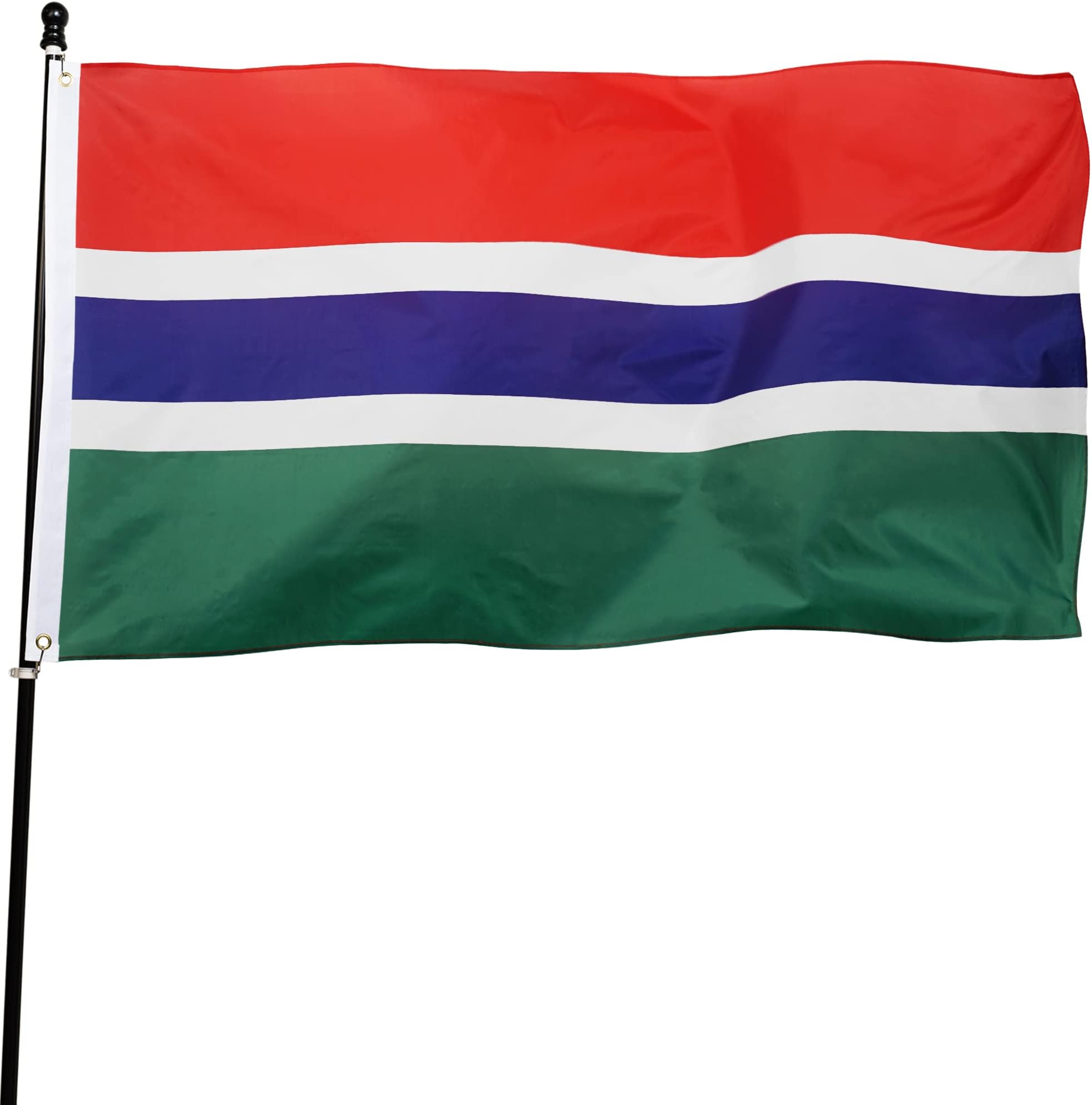 DANF Gambia Flag 3x5 Ft Thick Polyester, Fade Resistant, Brass Grommets, Canvas Header Gambian National Flags with 3 X 5 Feet