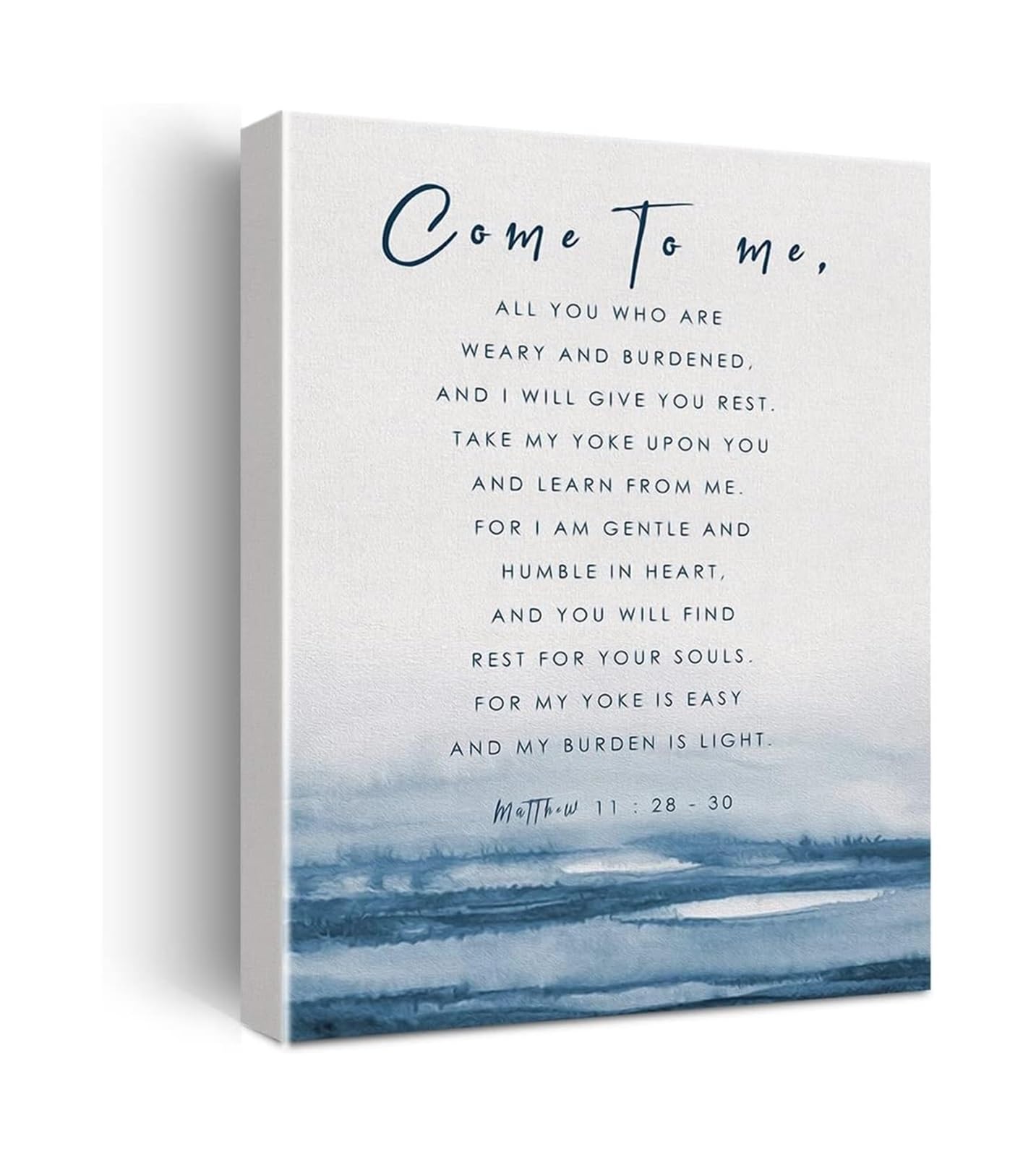 RNUMLIGH Matthew 11:28-30 Canvas Print Come to Me Bible Verse Wall-Art for Home Office or Prayer Room Decor(Framed,08X12inch(20X30cm))