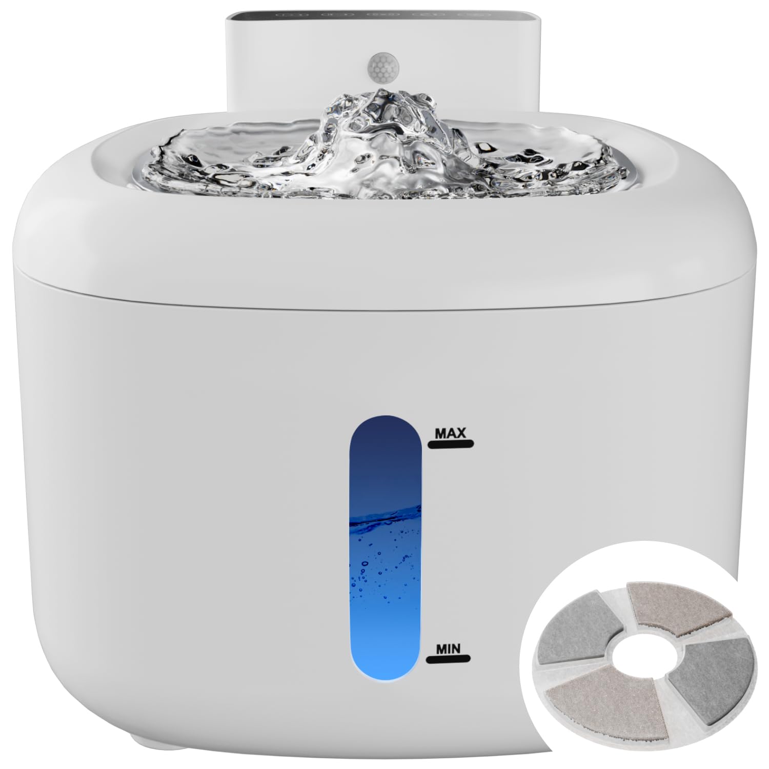 Recargable Fuente para Gatos, Pawinner Súper Silenciosa Fuente Gatos Agua con Sensor de Movimiento, 304 Inoxidable Bandeja, Bebedero Automático a Prueba de Salpicaduras