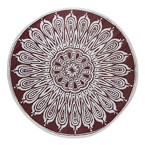 DII Outdoor Rugs Collection Reversible Woven, 5' Round, BlackBerry Sunflower