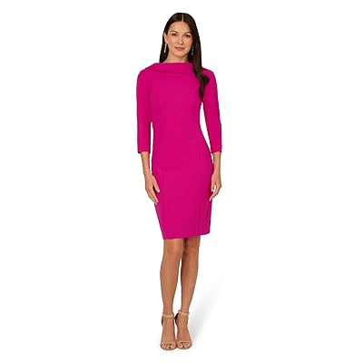 Adrianna Papell Rolled Neck Crepe Midi Dress Women