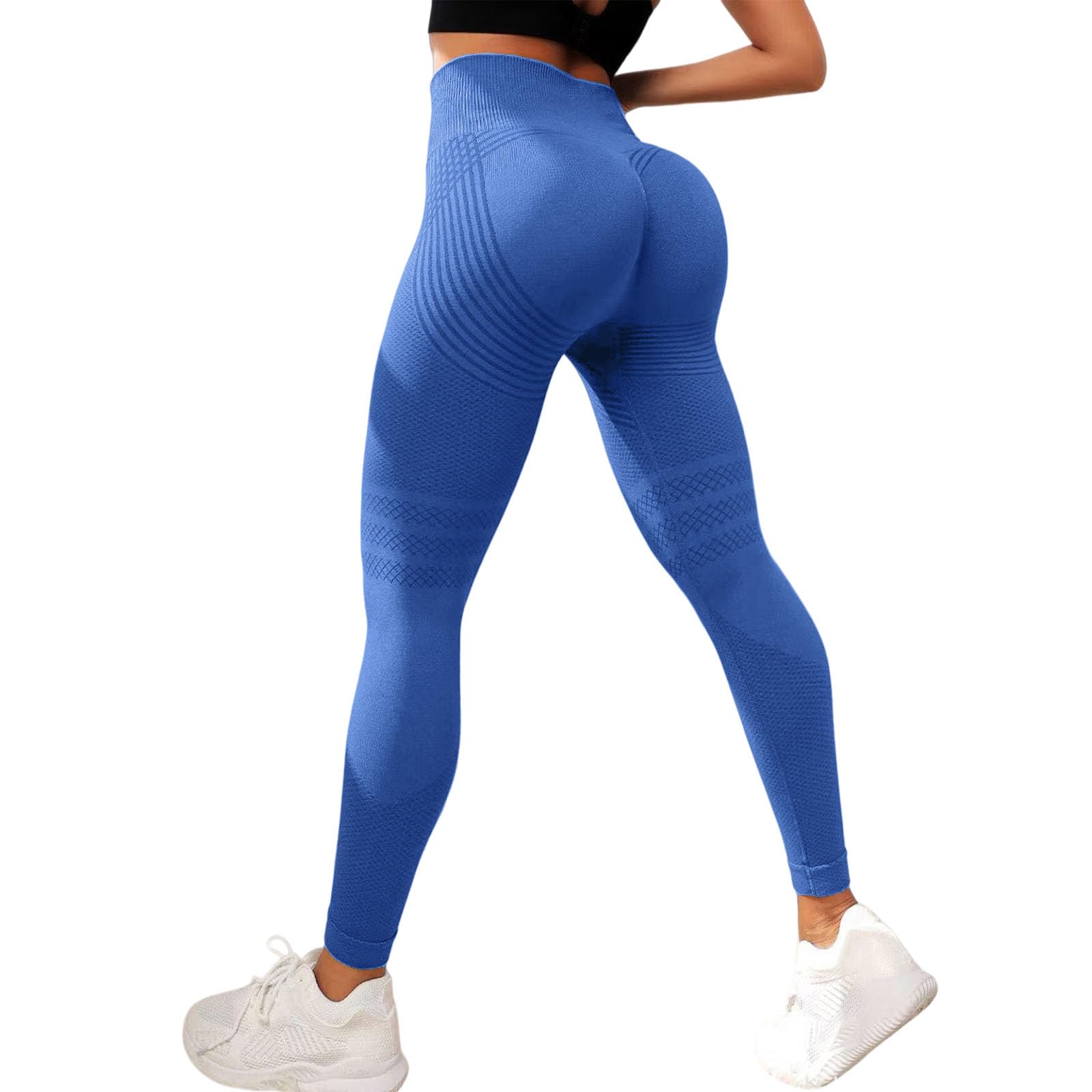 Tencipeda 3D Leggings Cellulite Compression Pants for Women – High Waist Tummy Control, Butt Lifting for Yoga & Gym (Blue,XXL)