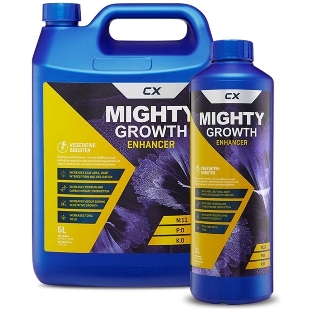 SENUA CX,HYDRO BASE AB, COCO BASE AB, HEAD MASTA, REGEN-A-ROOT, MIGHTY BLOOM ENHANCER, MIGHTY GROWTH ENHANCER, WILT GUARD, BIO BALANCER. (CX MIGHTY GROWTH ENHANCER 1L)