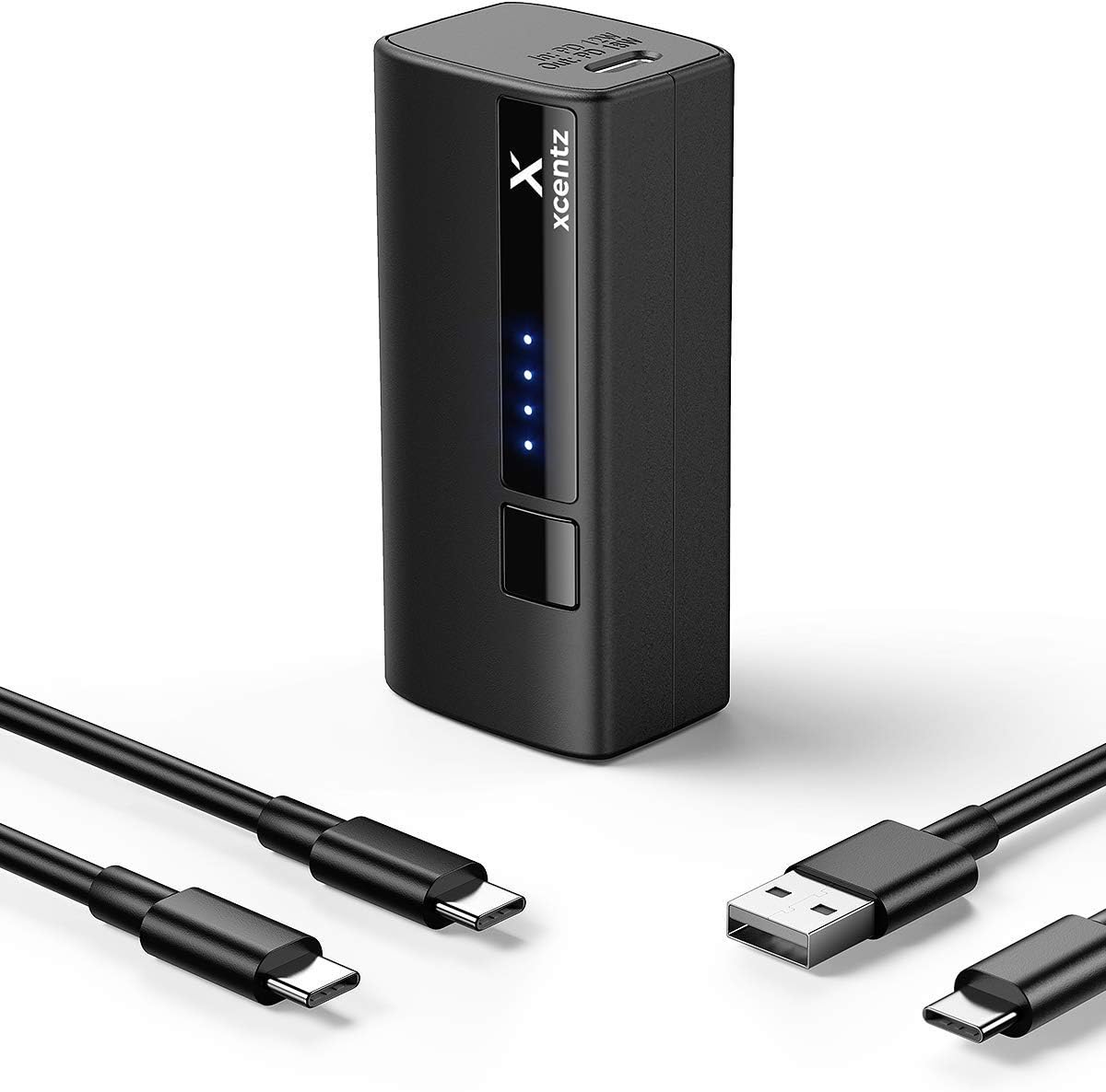 XCENTZ Portable Charger 5000mAh with PD 18W Power Delivery & Quick Charge 3.0 (2 USB Outputs 2 Charging Cords) USB C Phone Charger LG Cells for iPhone 12/11/11 Pro/8/X/XS, Samsung S10, Pixel 3/3XL