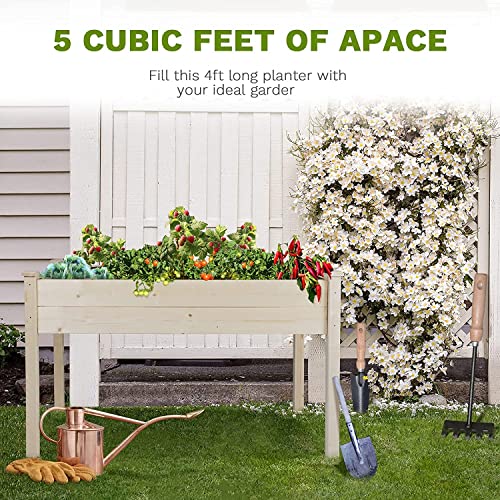 Betterland 4 FT Wooden Raised Garden Bed Outdoor Elevated Flower Planter Box Kit for Vegetables Fruits Herb Grow Yard Gardening, Natural - Thumbnail 2