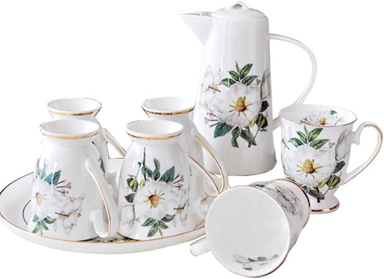 Water Set Porcelain Ceramic Pot Coffee Cup Set 400ml Luxury Ceramic Porcelain Cafe Party Drinkware