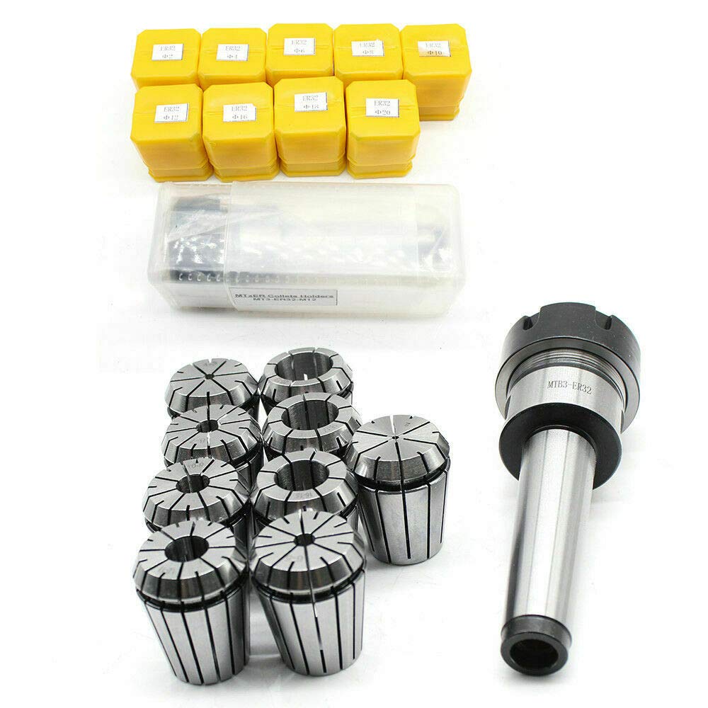 Mandrino di serraggio MK3 M12 ER32, set da 9 pezzi, pinze di serraggio 2-20 mm per fresa