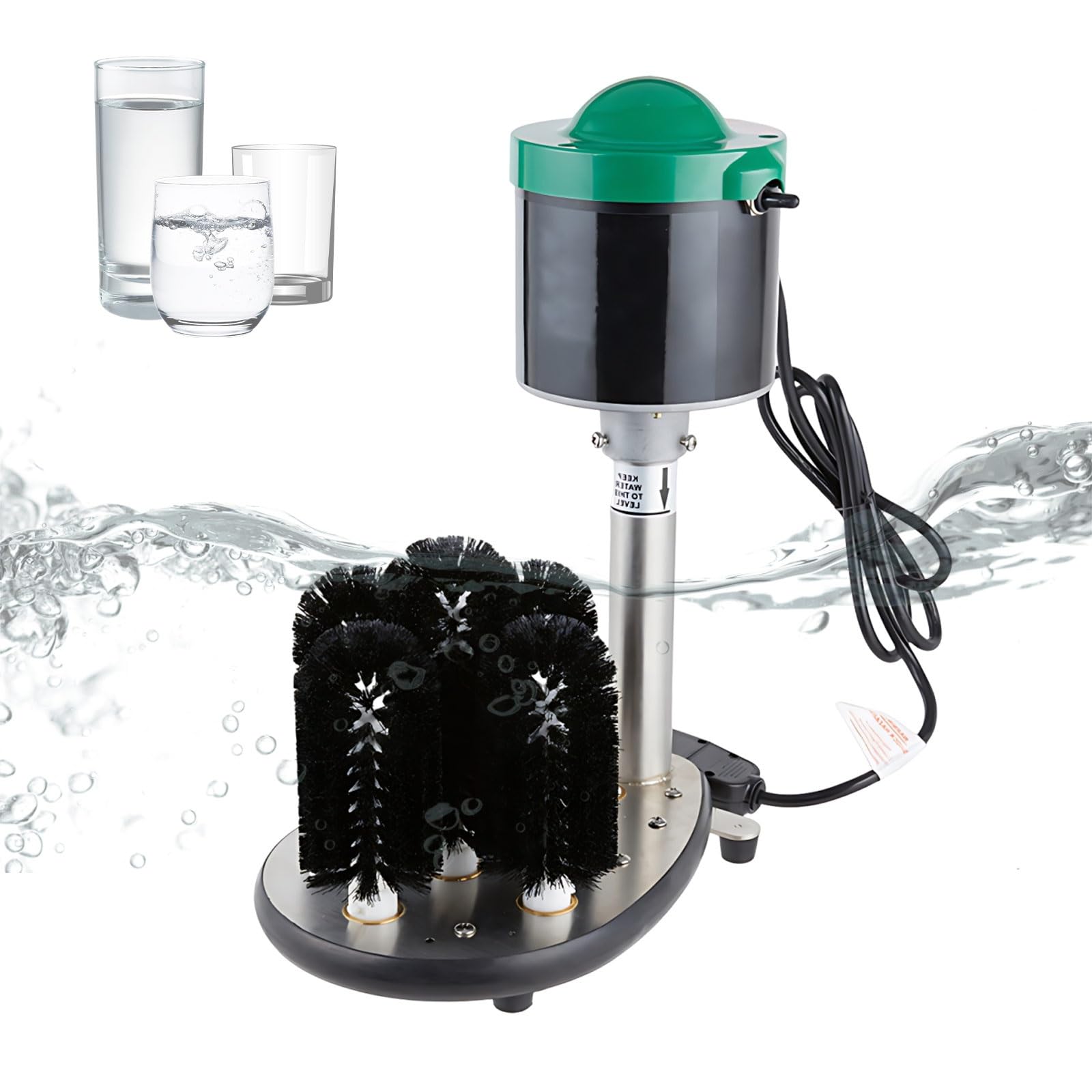 Máquina Lavavasos Profesional Eléctrica, Limpiador De Tazas Con 5 Cepillos Y Estructura De Acero Inoxidable Para Hotel, Bar, Cafetería Y Restaurante