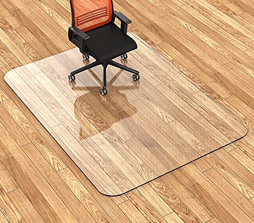 100pointONE Chair Mat for Hardwood Floor - 1 8’’ Thick 45’’ X 53’’ Plastic Mat for Office Chair- Computer Chair Mat for Hard Floors (Rectangle)