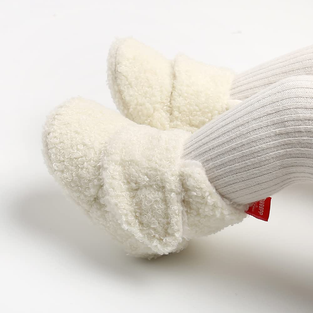 Enfant en bas âge bébé garçons filles chaussons en coton chaussures à rayures semelle souple nouveau-né premières chaussures de marche bottes en polaire chaude 0-18 m