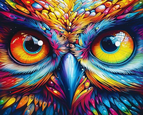 Springbok Look of The Wild 1000 Piece Jigsaw Puzzle for Adults - Vivid Fantasy Owl Face by Artist Mi