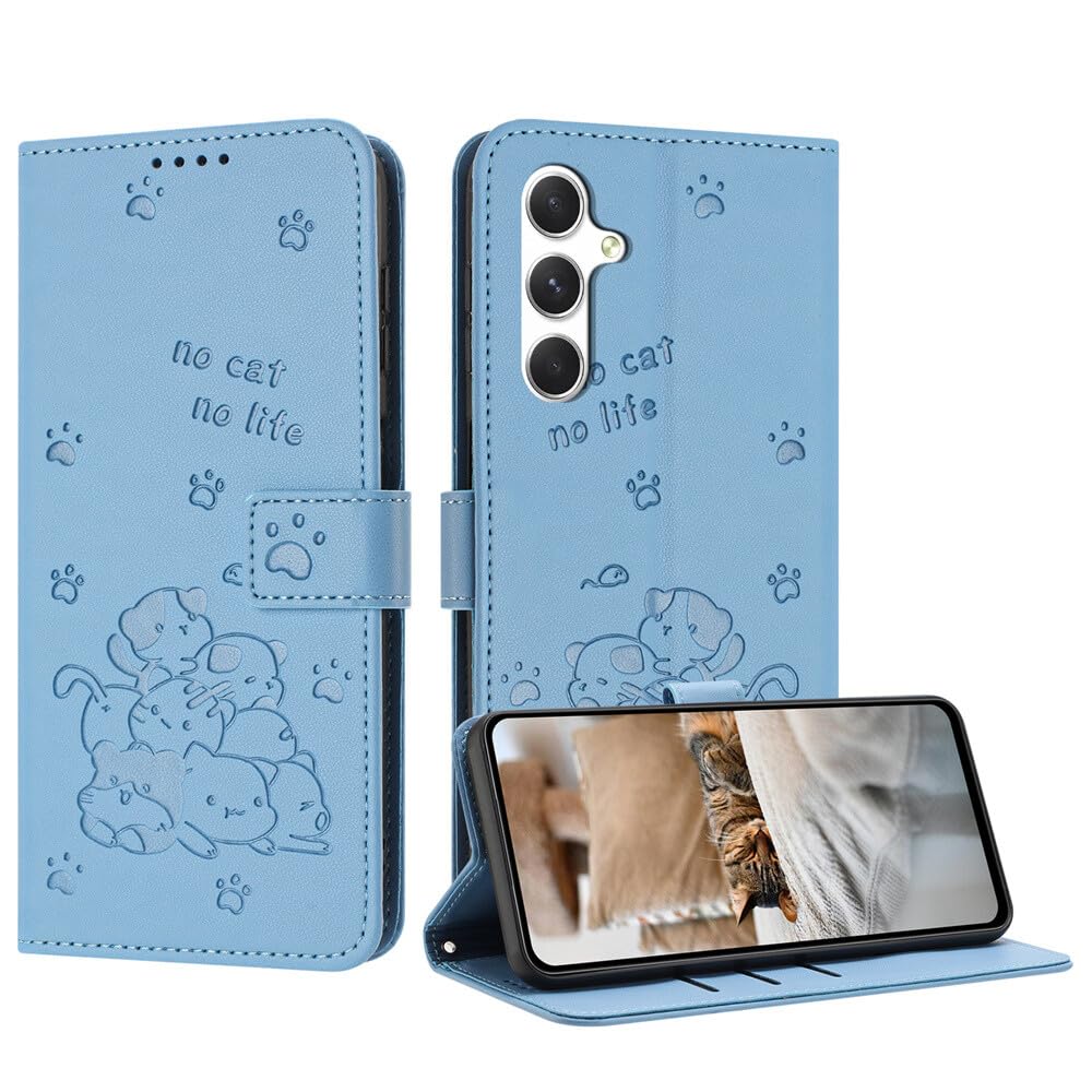 Generic Étui compatible avec Samsung Galaxy S9 (couleur : bleu) Étui à rabat en cuir avec motif mignon