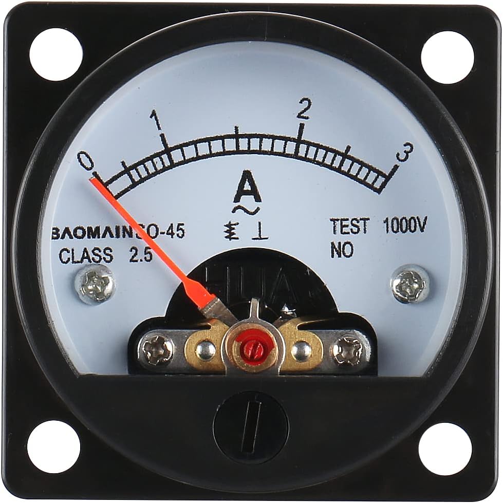 Baomain SO-45 AC 0-3A Round Analog Panel Meter Current Measuring Ammeter Gauge Black