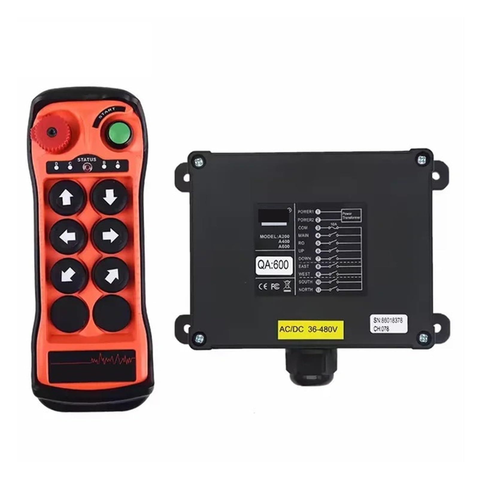 Controllo della Gru, Interruttori di Controllo remoto for Gru radiofonica Industriale Senza Fili a 6 Tasti a velocità Singola Pista Sollevamento Controller for(1T 1R,AC DC10-30)