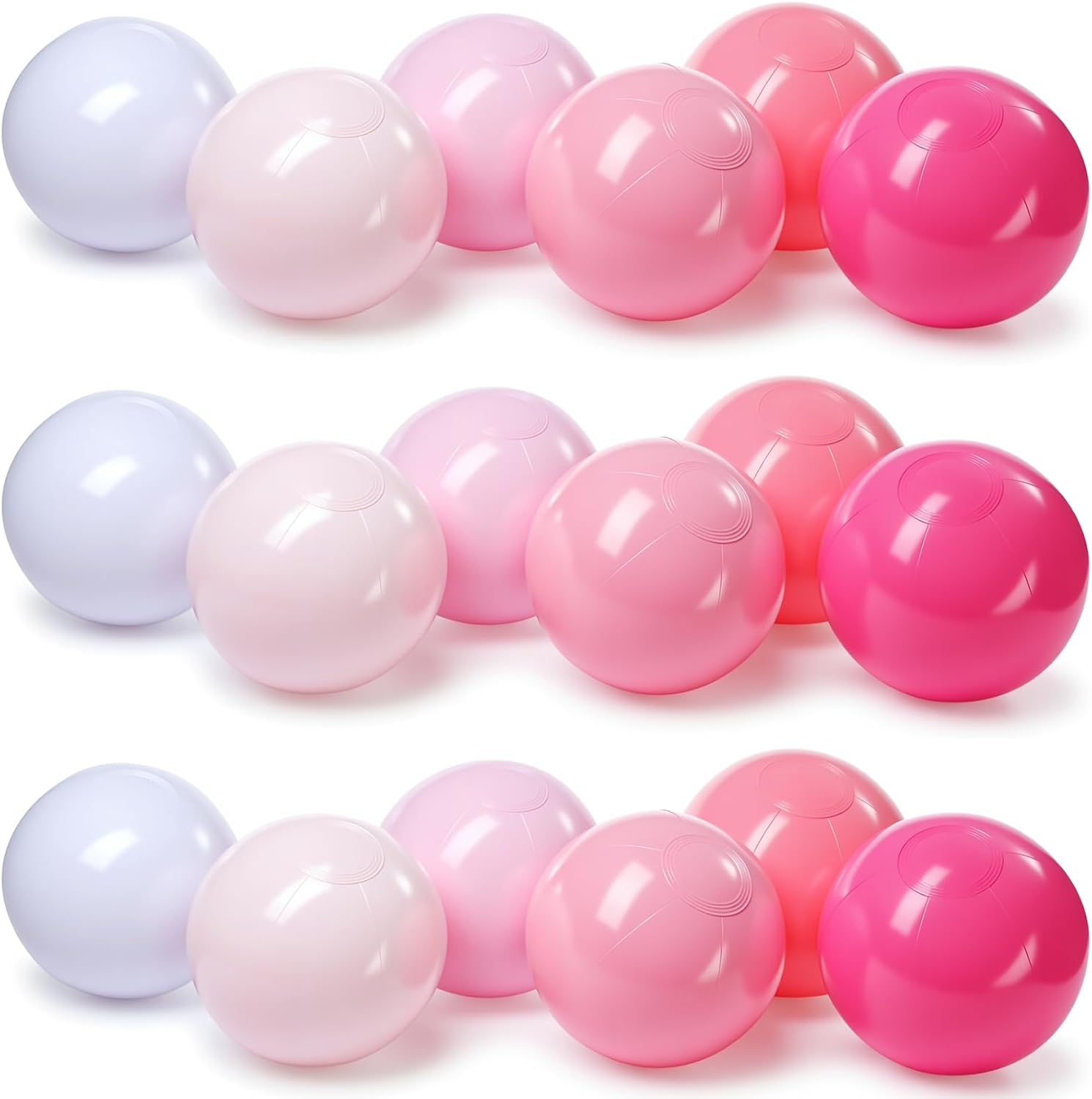 Realspring 24 Pcs Inflatable Beach Balls for Kids Bulk Pastel Solid Color Jumbo Beach Ball Swim Pool Floating Toys Baby Shower Birthday Summer Party Decor(Pink and White,12.5 Inch)