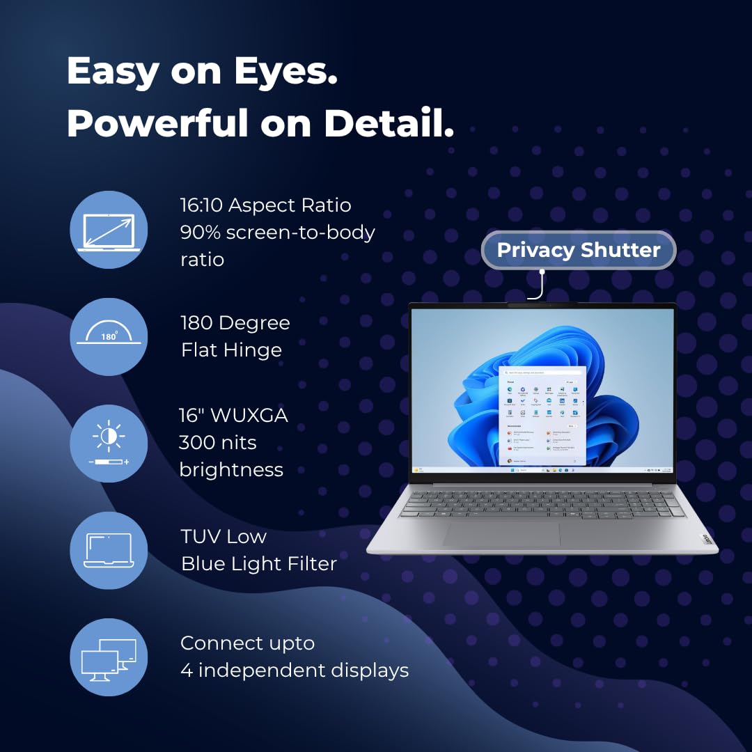 Lenovo ThinkBook 16, Intel Core Ultra 9 185H, 16GB RAM, 512GB SSD, WUXGA IPS 16” (40.64cm), Win 11 Home, Arctic Grey, 1.7Kg, 21SKA0J5IG, Fingerprint, Backlit, 300 Nits, 1Y Warranty, AI Powered Laptop — Amazon image 4