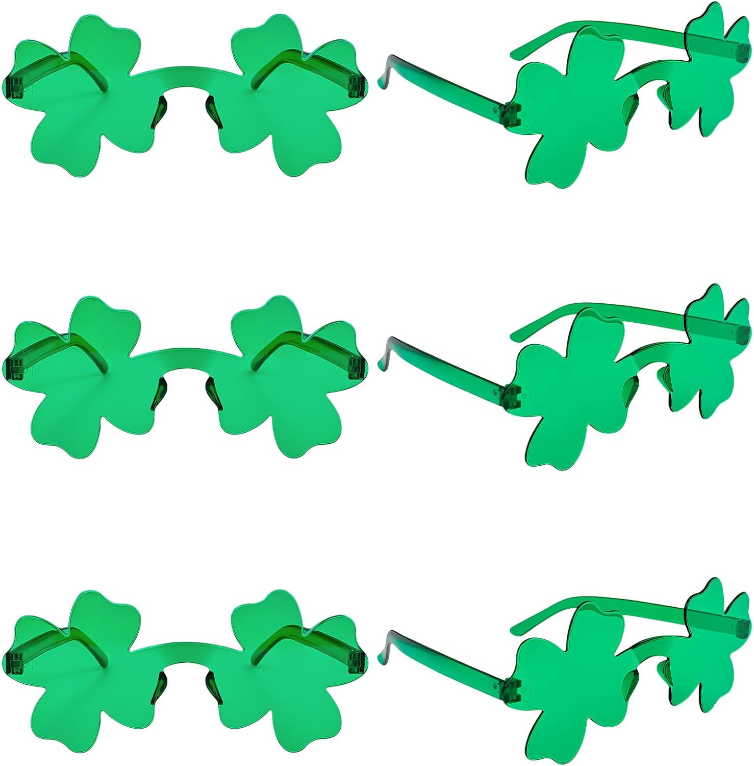 6/12 Pcs St Patricks Day Glasses Set, Irish Shamrock Sunglasses, Fun Leprechaun Costume Accessories for Adult