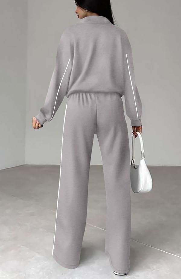 BTFBM Women's Two Piece Tracksuit Spring 2026 Long Sleeve Zip Up Sweatshirt Long Pants Outfits Jogger Sweatsuit Sets(Solid Grey,Small) by BTFBM - Image 7