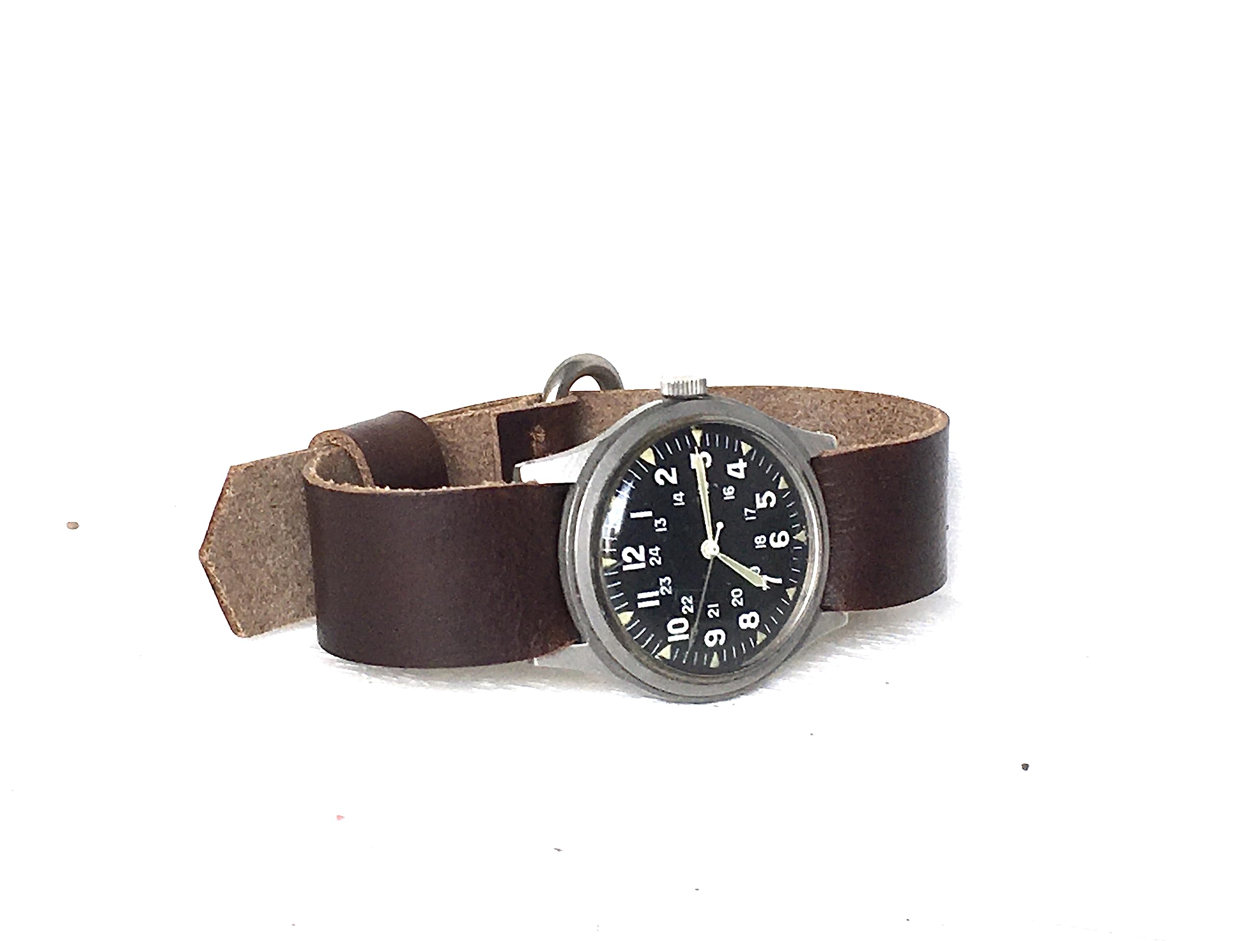 WatchChasHorween Chromexcel One-piece Leather Strap Military Style Artisan Made 18mm wide