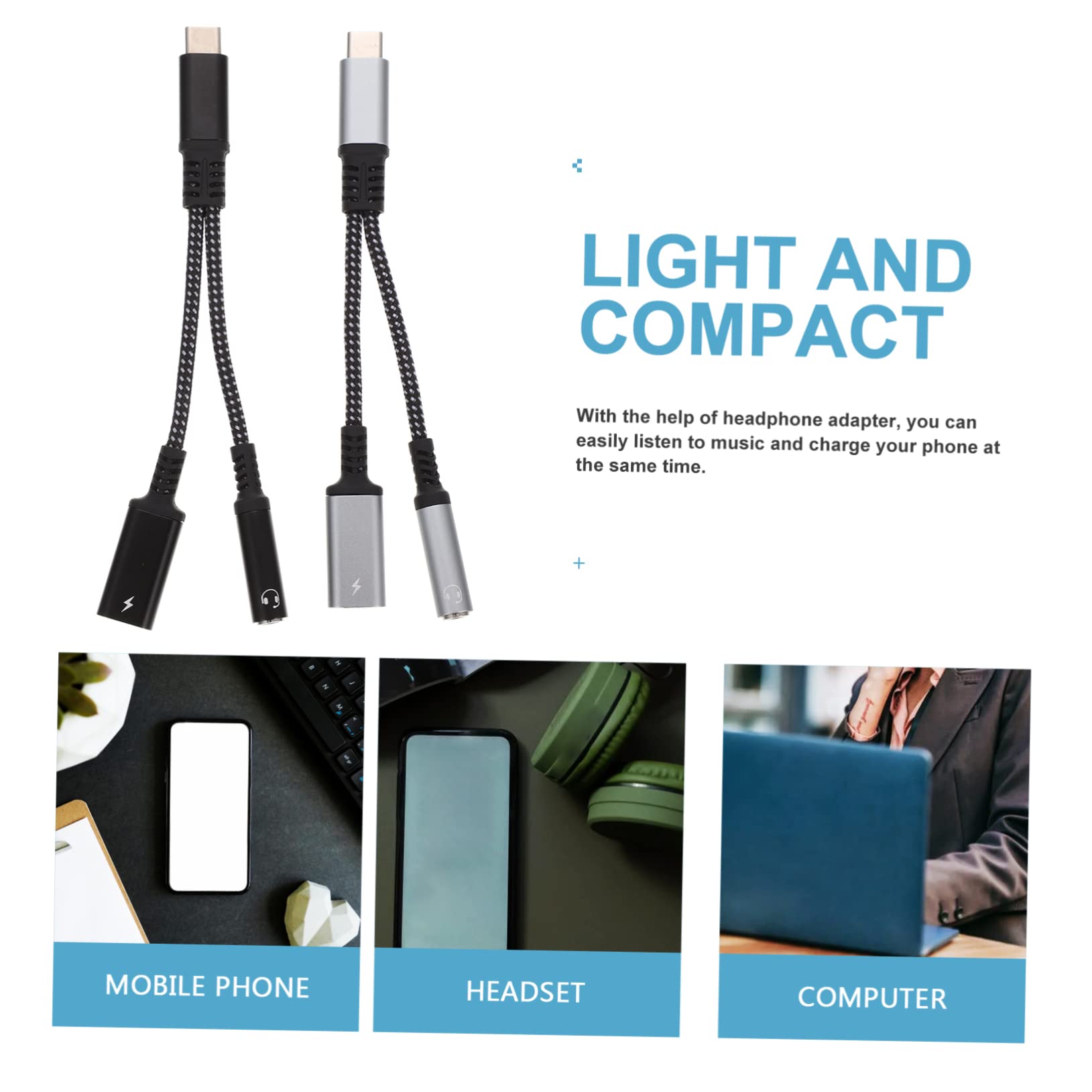 DOITOOL 3pezzi Adattatore Usb c Jack Compatibile Smartphone e Adattatore Audio e Caricatore e