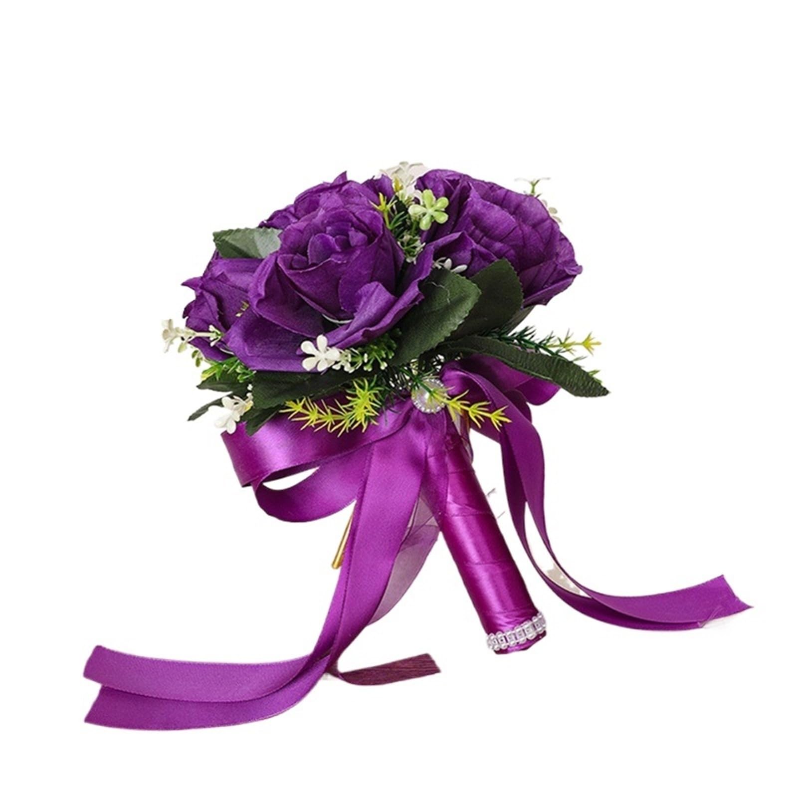 WENYOG Wedding Bouquet Bridal Flower Bouquet Artificial Silk Rose Peony Flower Wedding Bouquet Orchid Bouquets(Color 6)