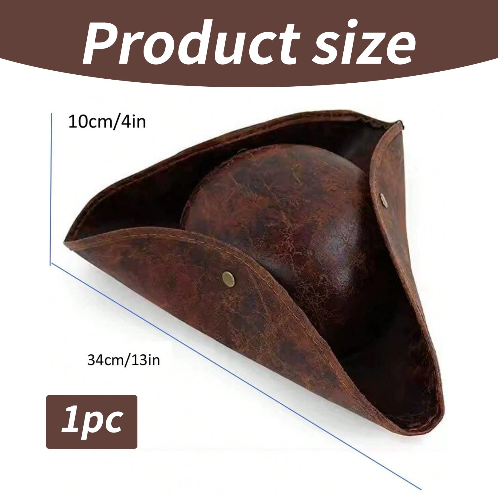 1 Pcs Brown Pirate Hat for Adult,Pirate Hat,Halloween Costume Accessories,Theme Party Supplies Role Play Musketeer Cosmetic Accessories, Captain Dress Up Props Set for Boys Girls - Image 2