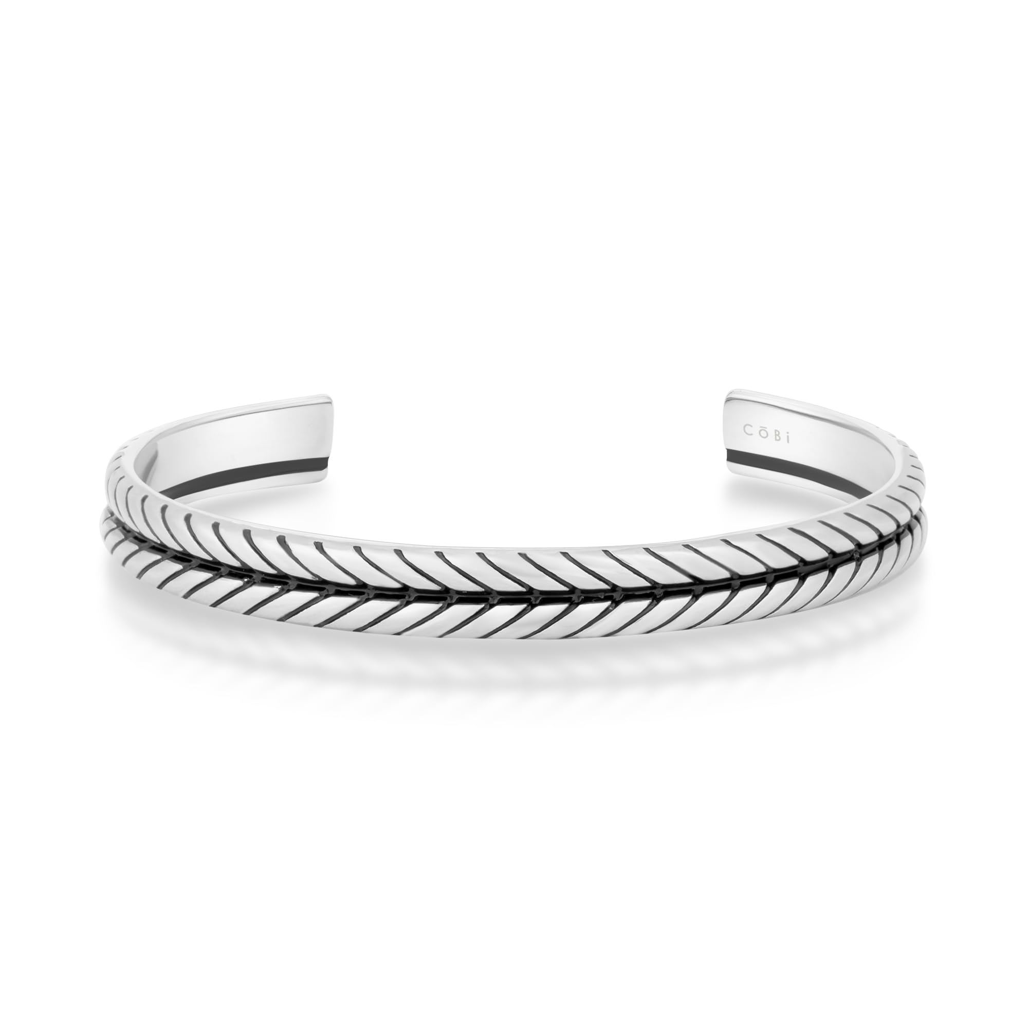 COBI 316L Stainless Steel Thin Engraved Men Sliver Cuff Bracelets Vintage Bangle Jewelry Mens Minimal Open Bracelet Waterproof