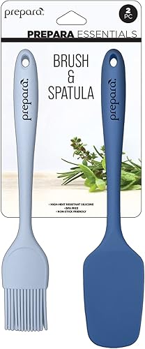 Prepara Juego de espátula y cepillo de silicona y nailon, juego de 2, color azul