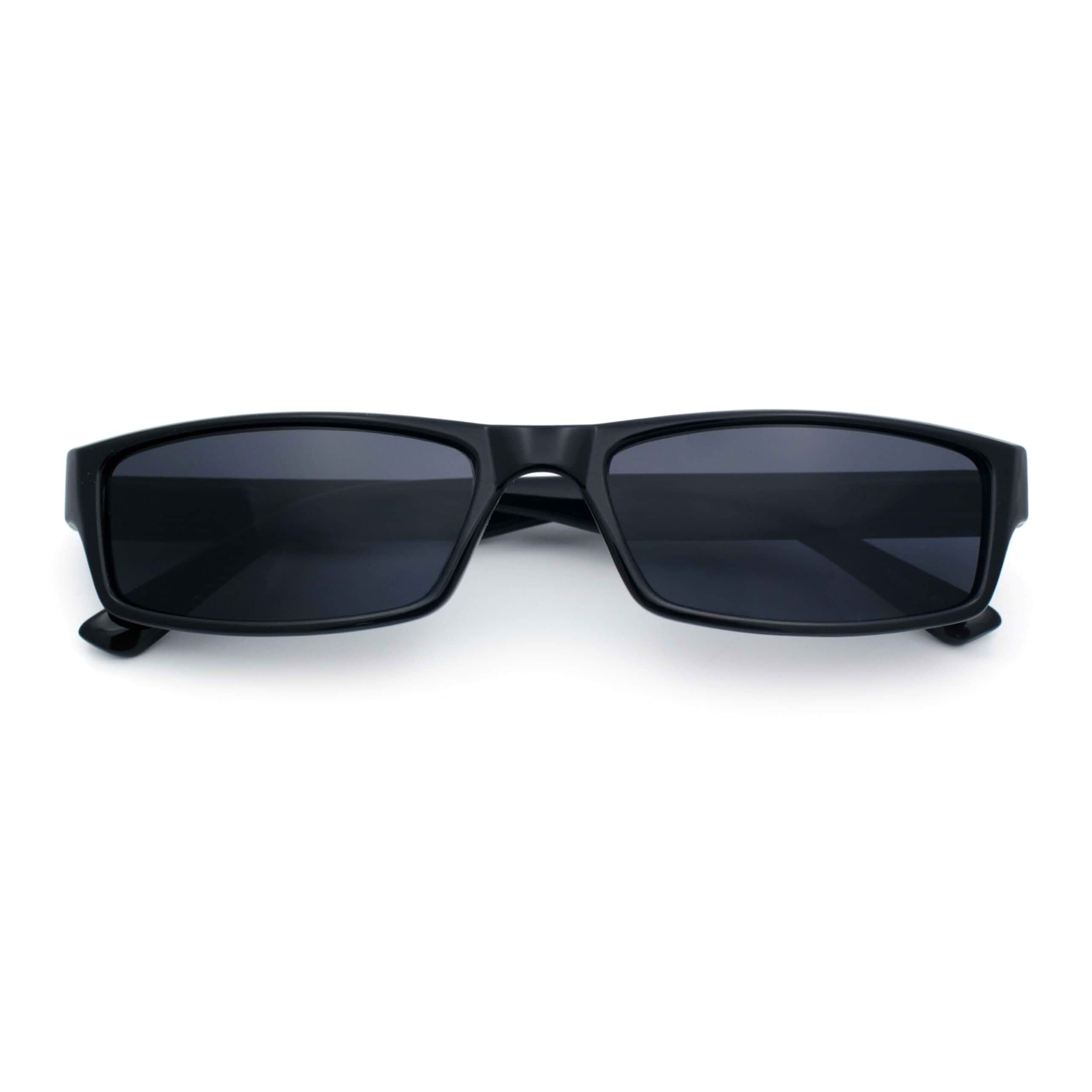 SA106 Mens Hippie Hustler Color Lens Narrow Rectangular Black Frame Sunglasses