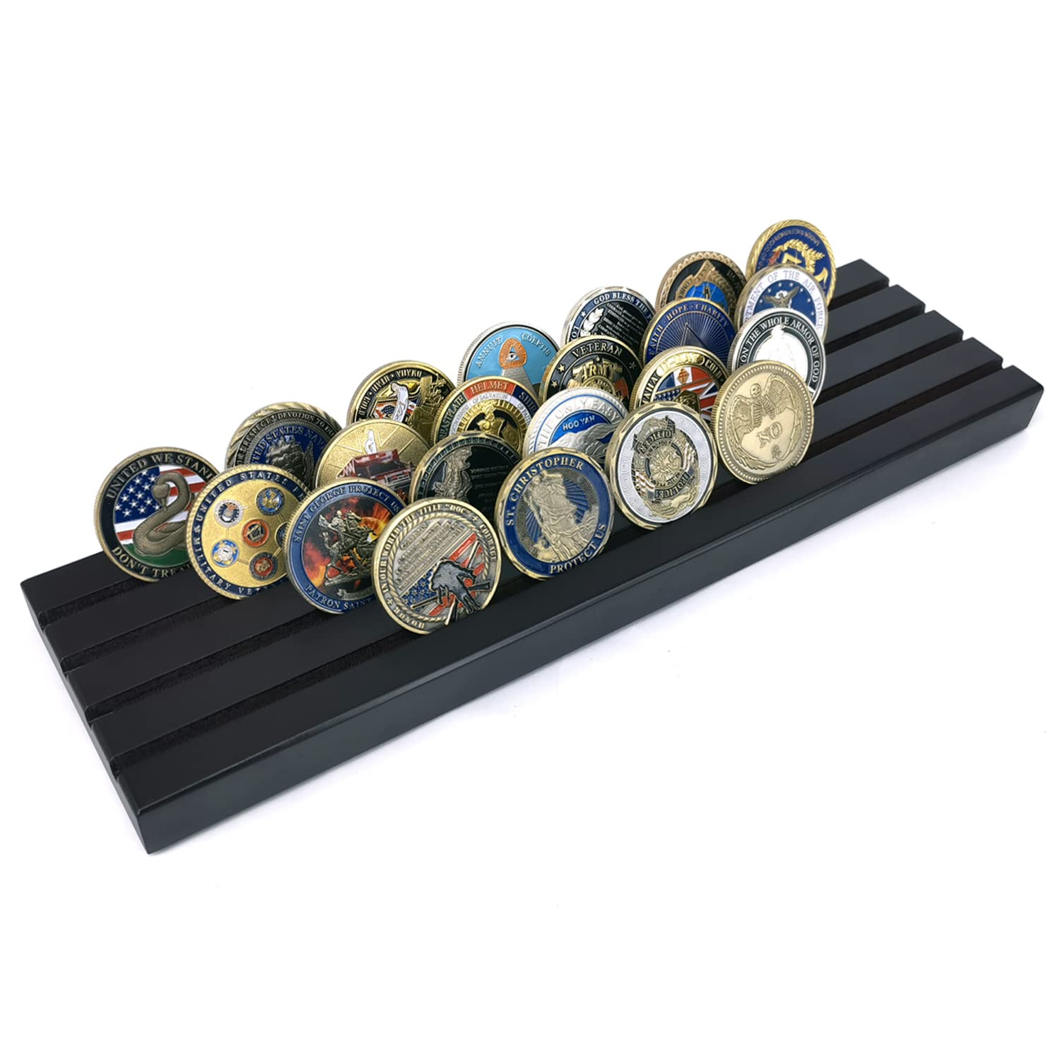 Aomcisi Portamonete a 4 file, stile militare, da collezione, per esporre monete da 32 a 36 monete (grande)