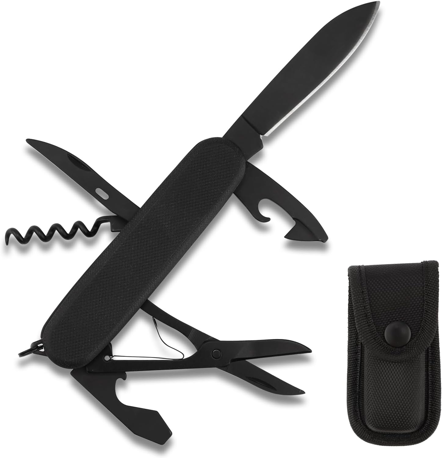 7 in 1 Pocket Knife Multitool,Stainless Steel Multitool Knife with Scissors,Bottle Opener,Can Opener,Corkscrew,Knife,Blade, Multi tool Pocket Knife for EDC Outdoor Camping, Fishing, Survival, Hiking