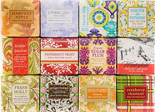 Winter Holiday Soap Sampler Set of 12 1.9 ounce Natural Extract Soap Bars Gift Boxed by Lynne Leea