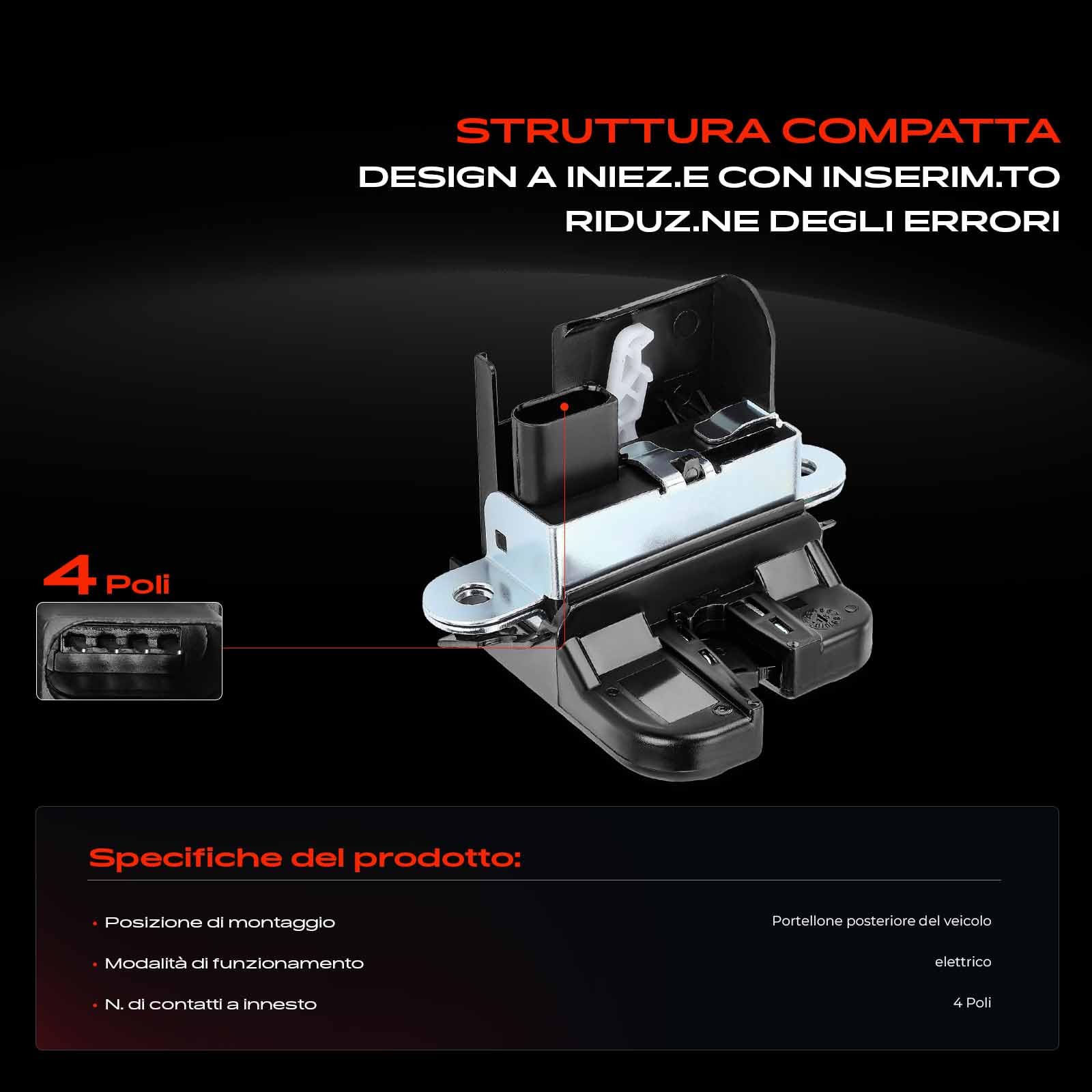 Frankberg Serratura porta serratura auto Portellone posteriore Compatibile con Polo 6C1 6R1 Polo Van 6C1 6R1 Replace# 6R0827505B