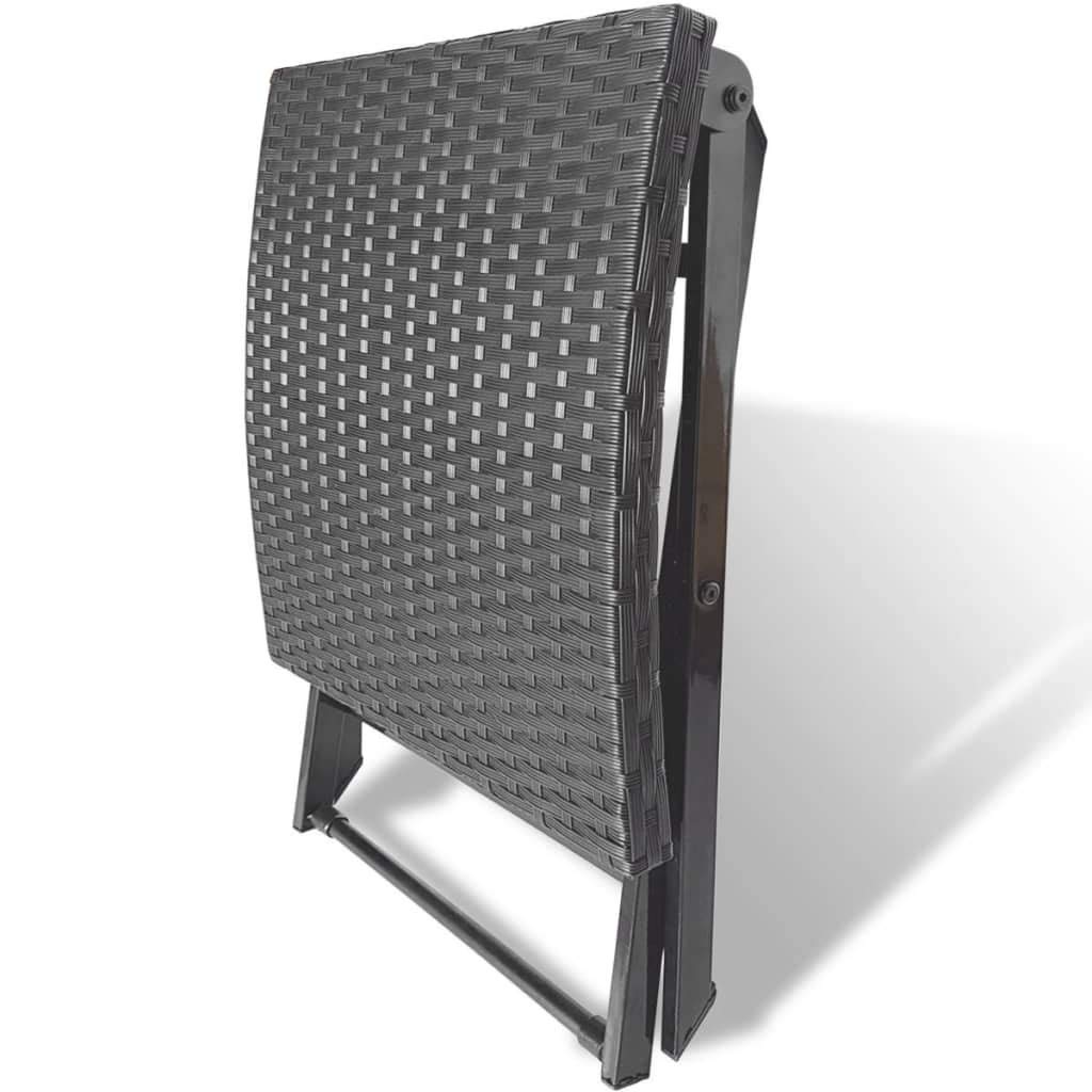 vidaXL Taburete Elegante de Jardín Modelo Plegable de Poli Ratán Sintético Negro Asiento de Patio Silla de Exterior Terraza de Material Tipo Mimbre