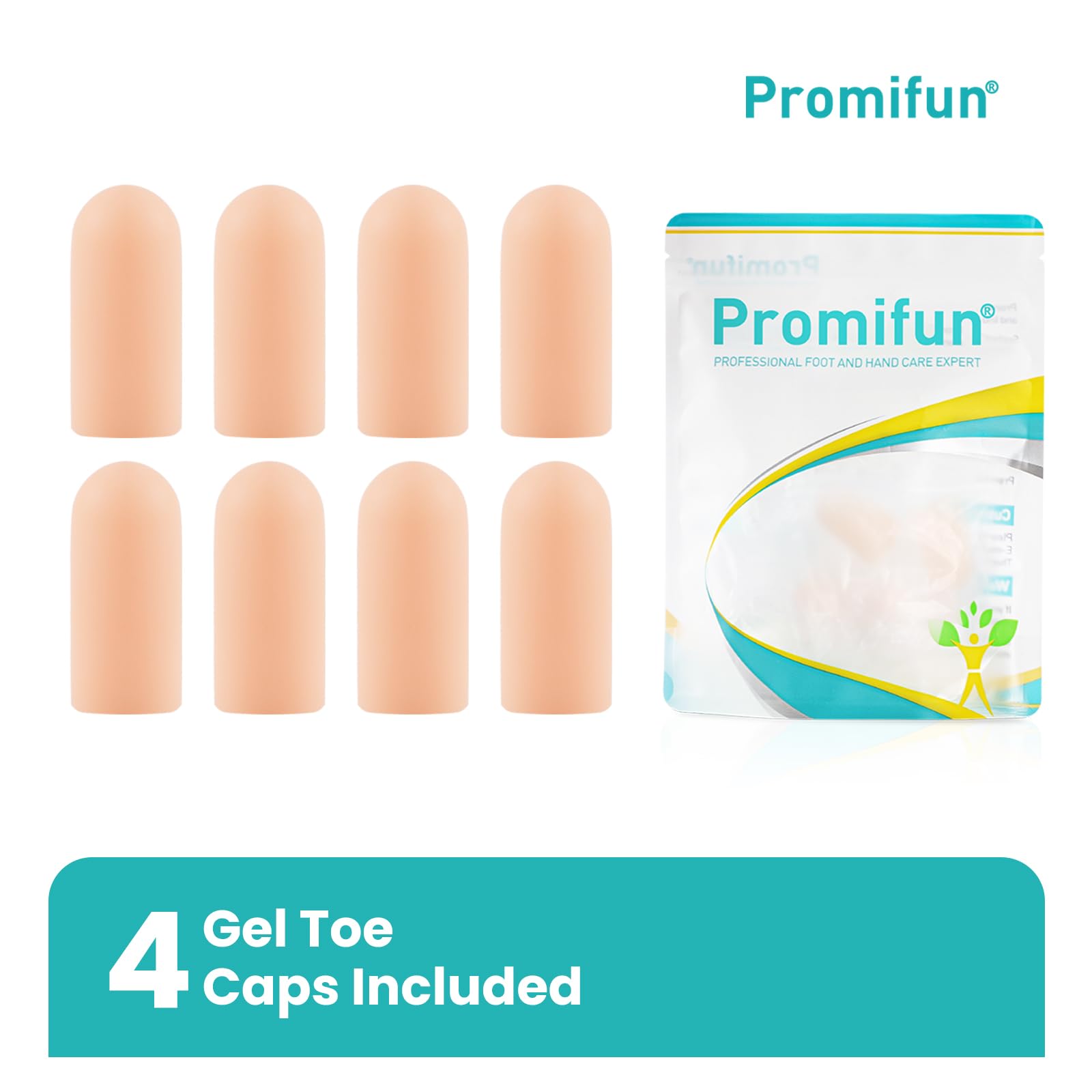 Promifun protector dedos pies silicona - 8pcs protectores dedos pies, protector uñas pie, almohadillas para aliviar la fricción, uñas perdidas o encarnadas, callos, durezas, ampollas(8L)