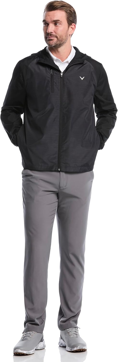 Callaway mens Men's Long Sleeve Packable Herringbone Texture Golf Wind Jacket - Image 4