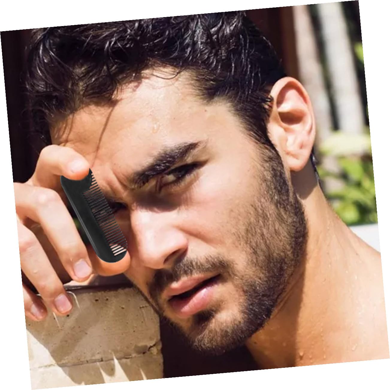 Zinc Alloy Beard Comb Portable Mini Mustache Hair Styling Tool Sturdy Salon Gadget for Men Black image 4