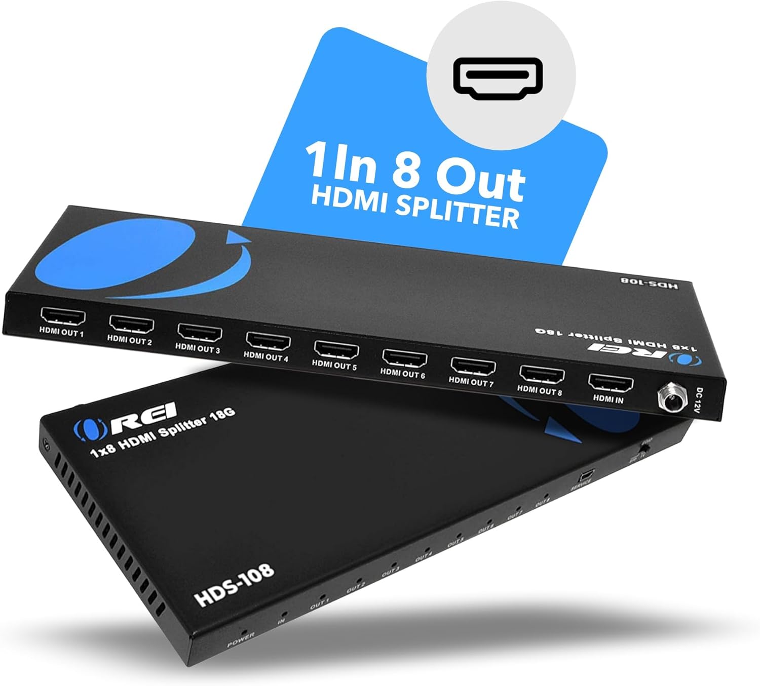 OREI UltraHD 1 in 8 Out HDMI Splitter 4K@60Hz 4:4:4 - HDMI 2.0 and HDCP 2.2 compliant with 3D support and EDID control