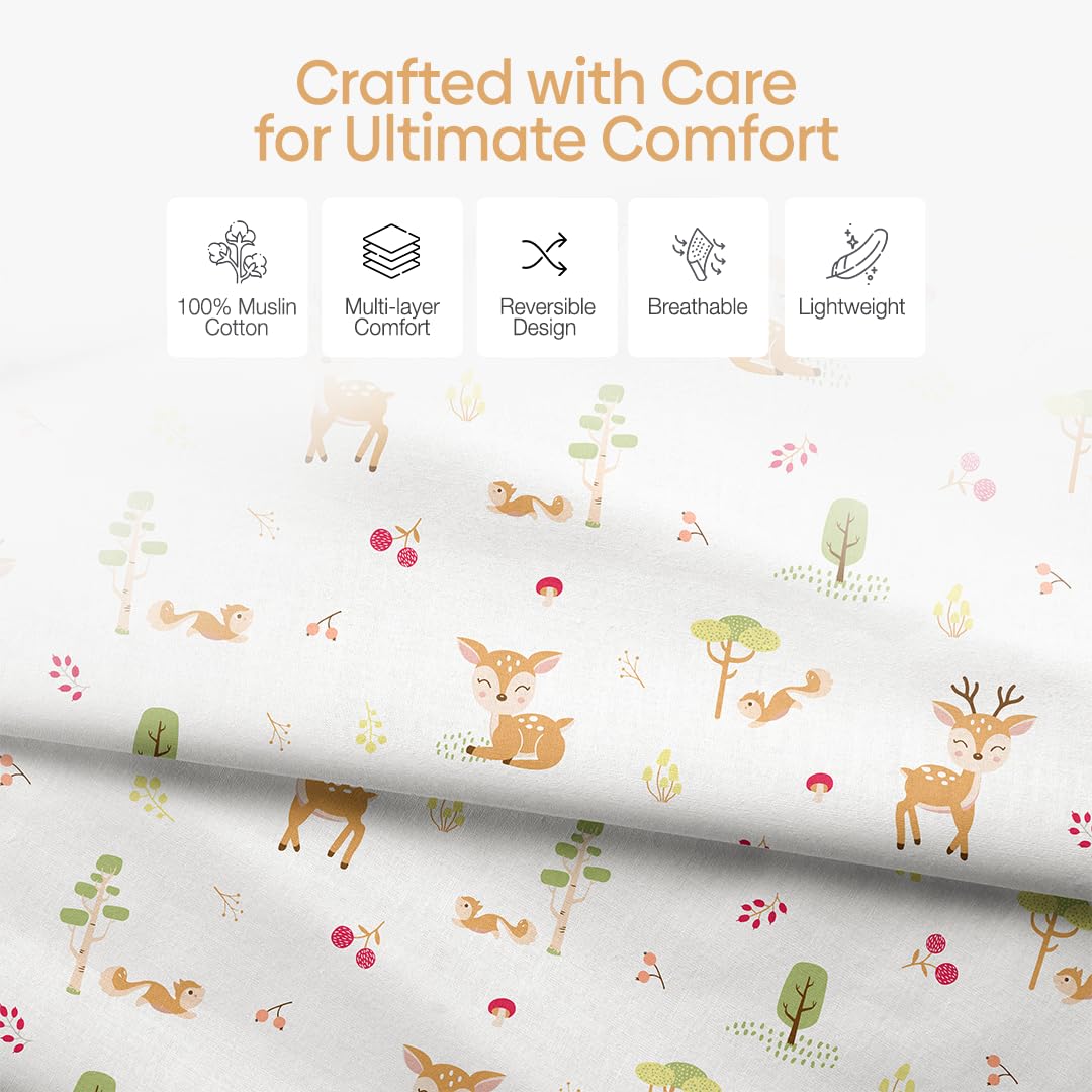 haus & kinder Muslin Blanket for New Born Baby, Soft Breathable Baby Blankets Newborn, Baby Blanket for 0-2 Years, Cozy Baby Blanket, New Born Baby Essentials | Whimsical Woodland 3