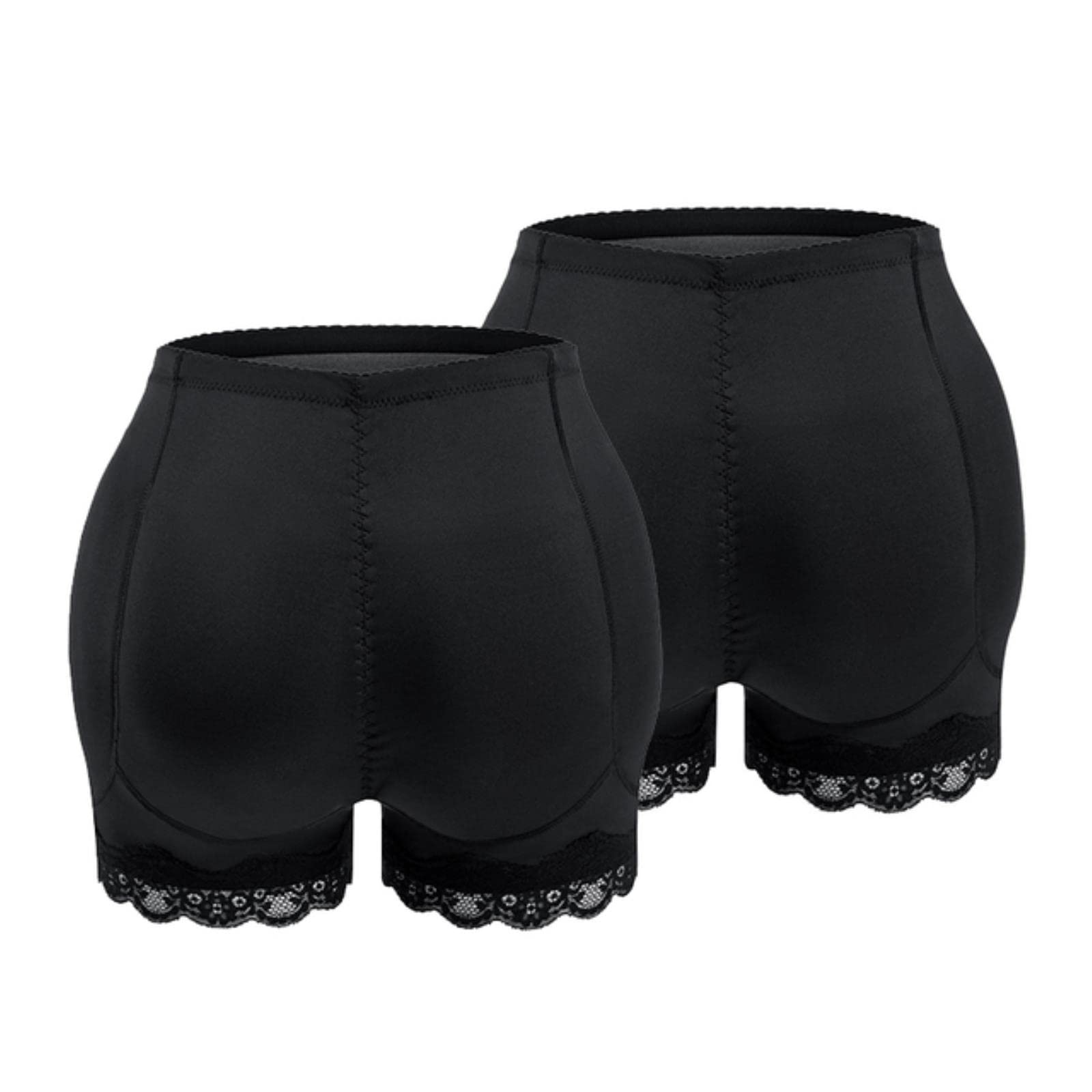 Guaina Modellante Donna Butt Lifter Pants Donne Buttocks Falsi Plump Hips Grandi Taglie Body Shaping Panties-2Pcs Black,S