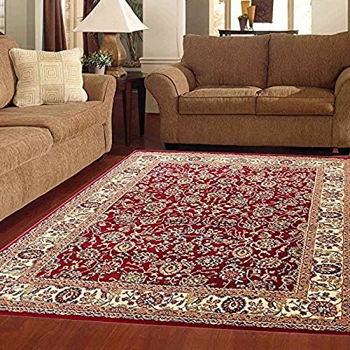 Image of New Kashmiri Persian Design Traditional Silk Touch Extra Look Carpet for Living Room, Bedroom & Hall Size 6 x 9 Feet (Color-Multi)