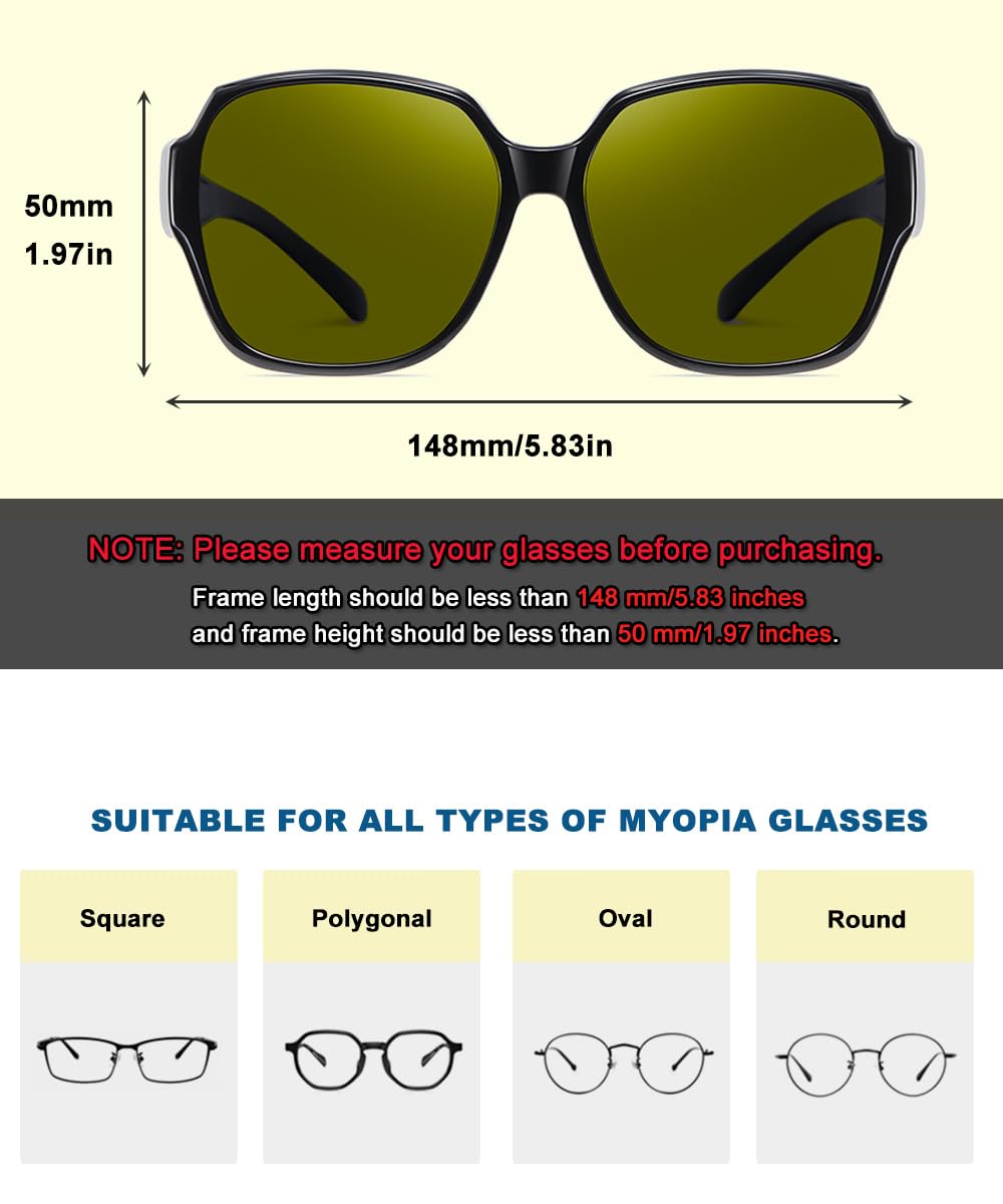 Lunettes de vision nocturne pour automobilistes Femmes Hommes Polarisées Anti-éblouissement Verres jaunes Lunettes de conduite nocturne Ultra légères Protection UV400