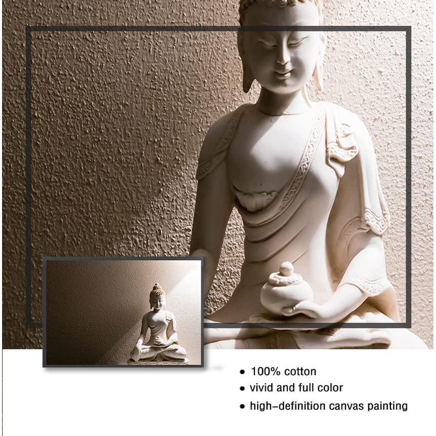 Tableau Toile Bouddha Blanc - Poster Impression Murale - Décoration Intérieure