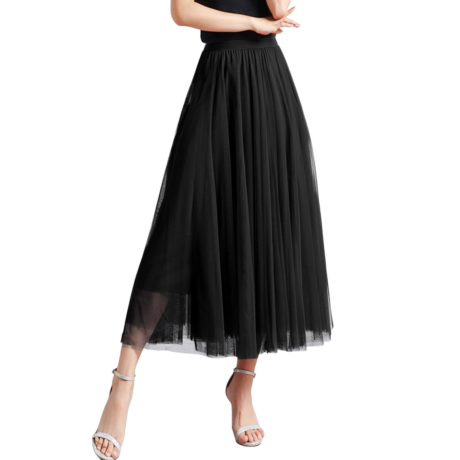 Gonna lunga da donna per danza e festa, linea ad A, in tulle, 2026