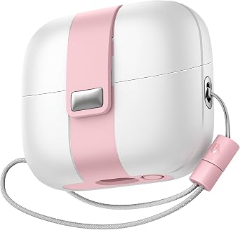 SURITCH for Samsung Galaxy Buds 3 Pro 2024 / Buds 3 2024 / Buds 3 FE 2025 Case, Magnetic Cases with Cleaner Kit & Hanging Lanyard, Stylish Shockproof Cases Rugged Protective Cover, PinkWhite
