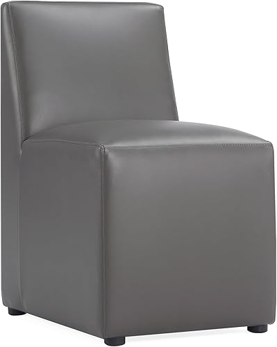 Manhattan Comfort Anna - Silla de comedor moderna cuadrada con tapicería de piel sintética de pies a cabeza y acolchado de plástico para pies,