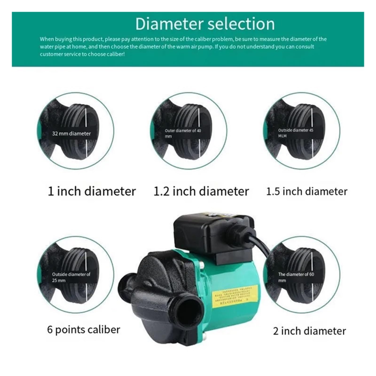 100W Calda Pompa Booster Ultra-silenziosa Riscaldamento Centralizzato Caldaia Pompa Di Circolazione Dell'acqua Calda Condizionatore D'aria Riscaldamento Domestico,Alte prestazioni(Pipe diameter 25mm)