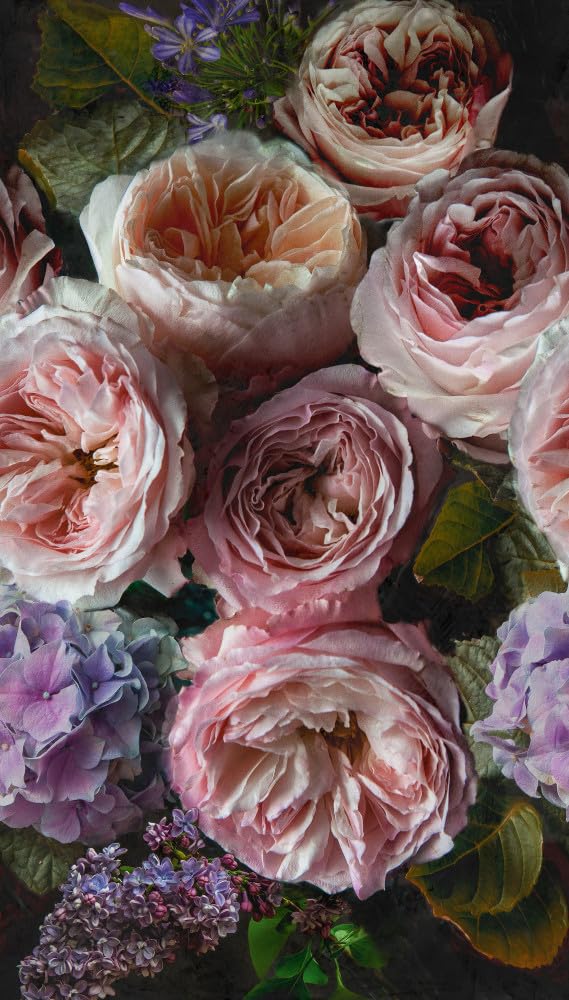 Grandeco Romantic Painted Flowers Pink Repeatable Wallpaper Mural 159 x 280cm