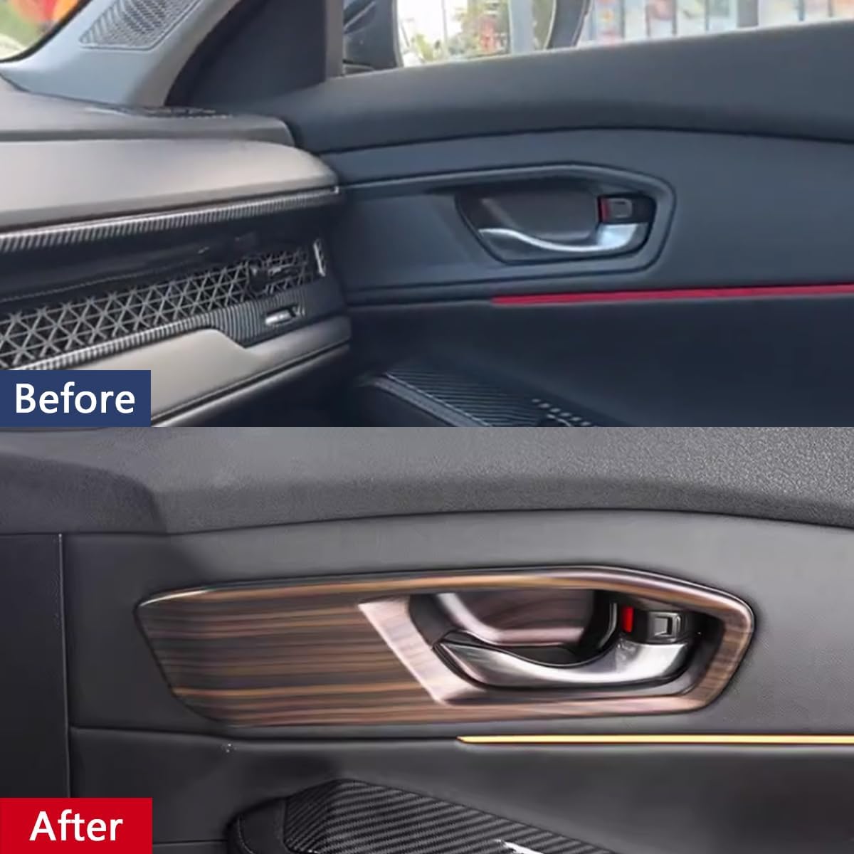 Car Accessories Fit for Honda Accord 2023 2024 2025 2026 Door Handle Bowl Cover Trim Interior Frame Molding Stickers (Peach Wood) ABS 4PCS